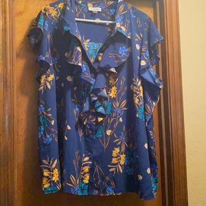 Calvin Klein 3XL blue floral blouse
